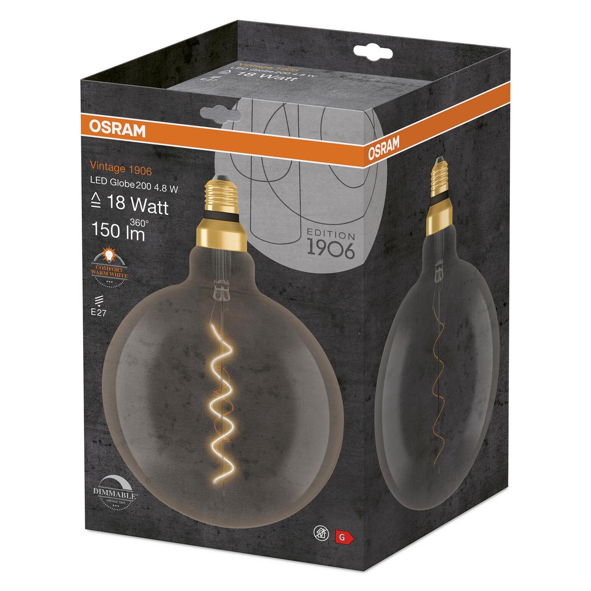LED-Leuchtmittel Vintage 1906 Led Dim 16  4.8 W - Hellgrau, Basics, Glas (20/29,5cm) - Osram