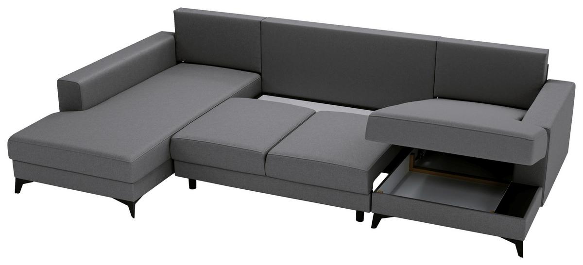 Harvey U Grau U: 190x339x156 Cm - Schwarz/Grau, Design, Textil (190/339/156cm) - Livetastic