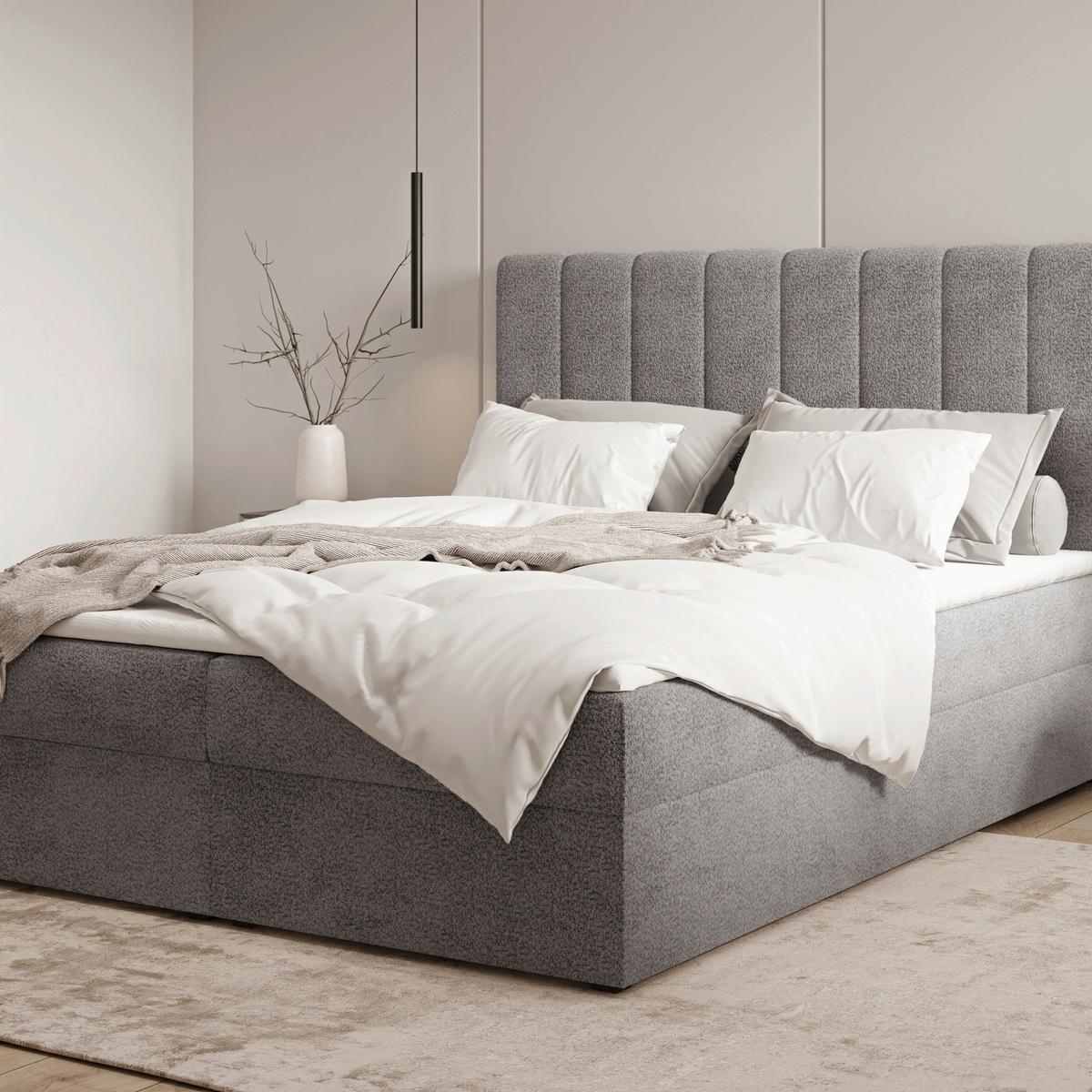 Boxbett Paris Lf: 160x200 Anthrazit - Anthrazit/Schwarz, MODERN, Holz/Kunststoff (160/200cm) - MID.YOU