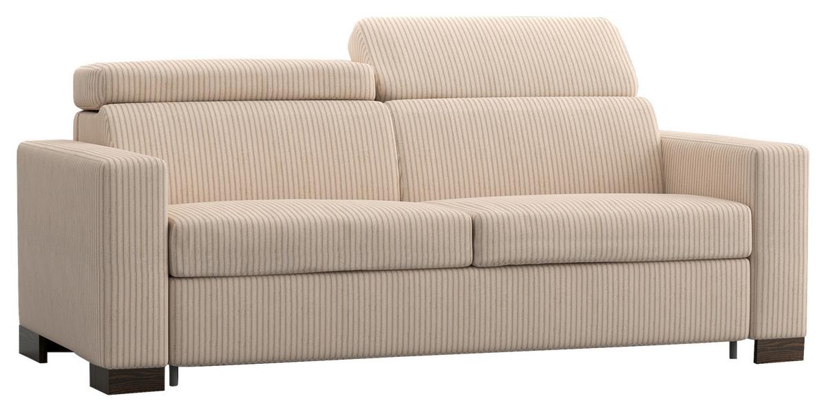 Rozkladacia pohovka BARI, krémová, menčester, s lôžkom - krémová, Basics, drevo (200/80-98/101cm)