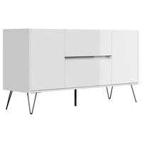 Sideboard Posseik Industrial Weiß B: 139 cm - Weiß Hochglanz/Schwarz, Design, Holzwerkstoff (139/75,8/42cm) - MID.YOU
