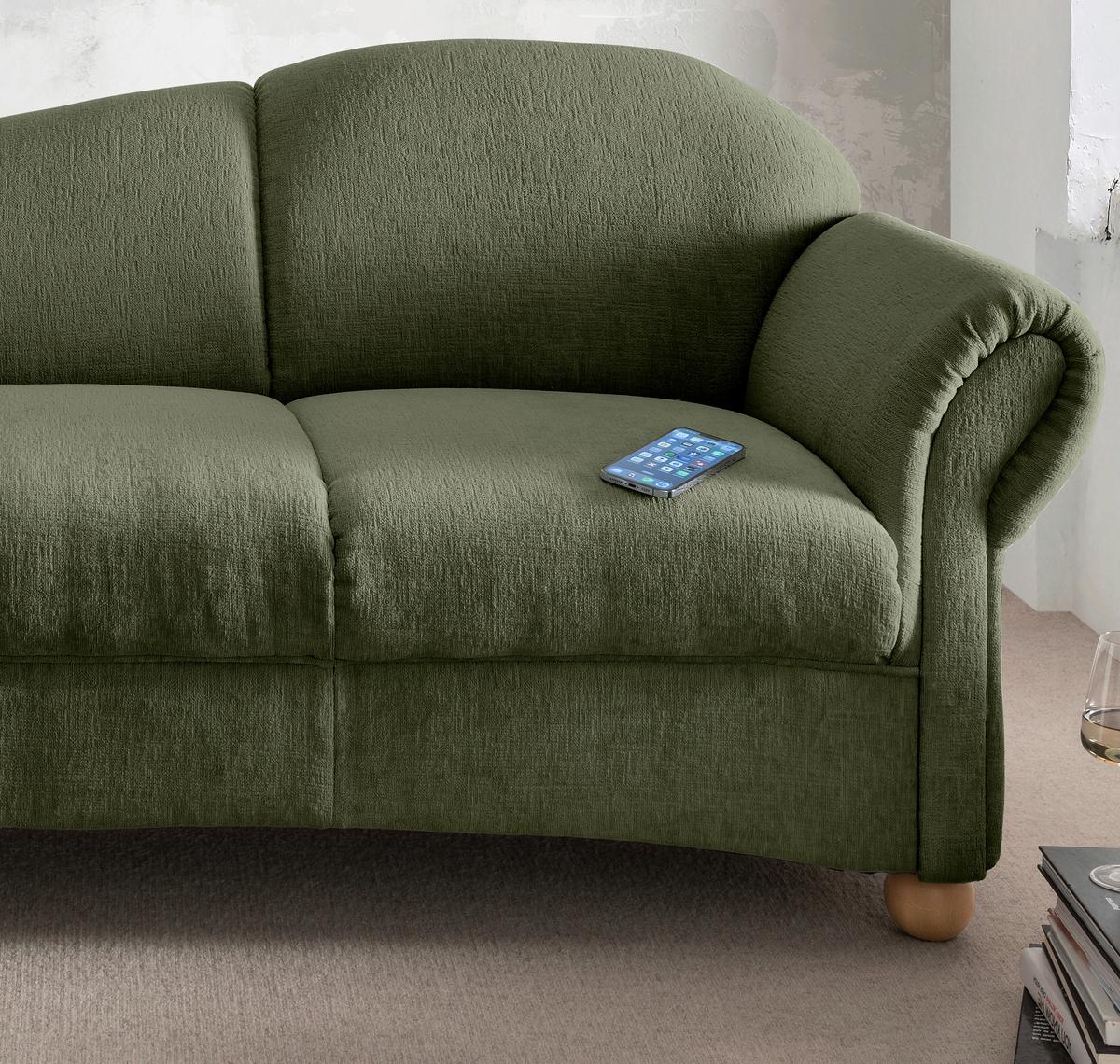 Ottomane Torello Grün B: 190cm - Wildeiche/Grün, KONVENTIONELL, Textil (190/84/86cm) - Livetastic