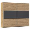 Schwebetürenschrank Foster - Eiche Artisan/Grau, KONVENTIONELL, Holzwerkstoff (261/210/59cm)