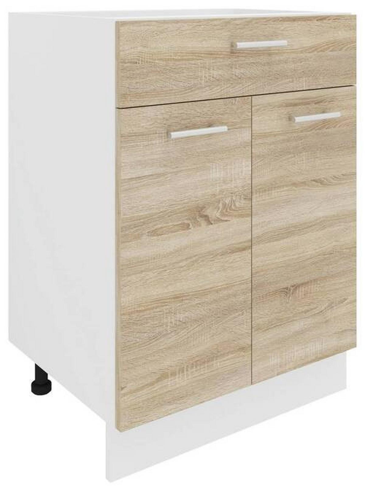 Küchenunterschrank Esilo B: 60 cm Weiß/Eiche Dekor - Weiß/Sonoma Eiche, KONVENTIONELL, Holzwerkstoff (60/82/46cm) - MID.YOU