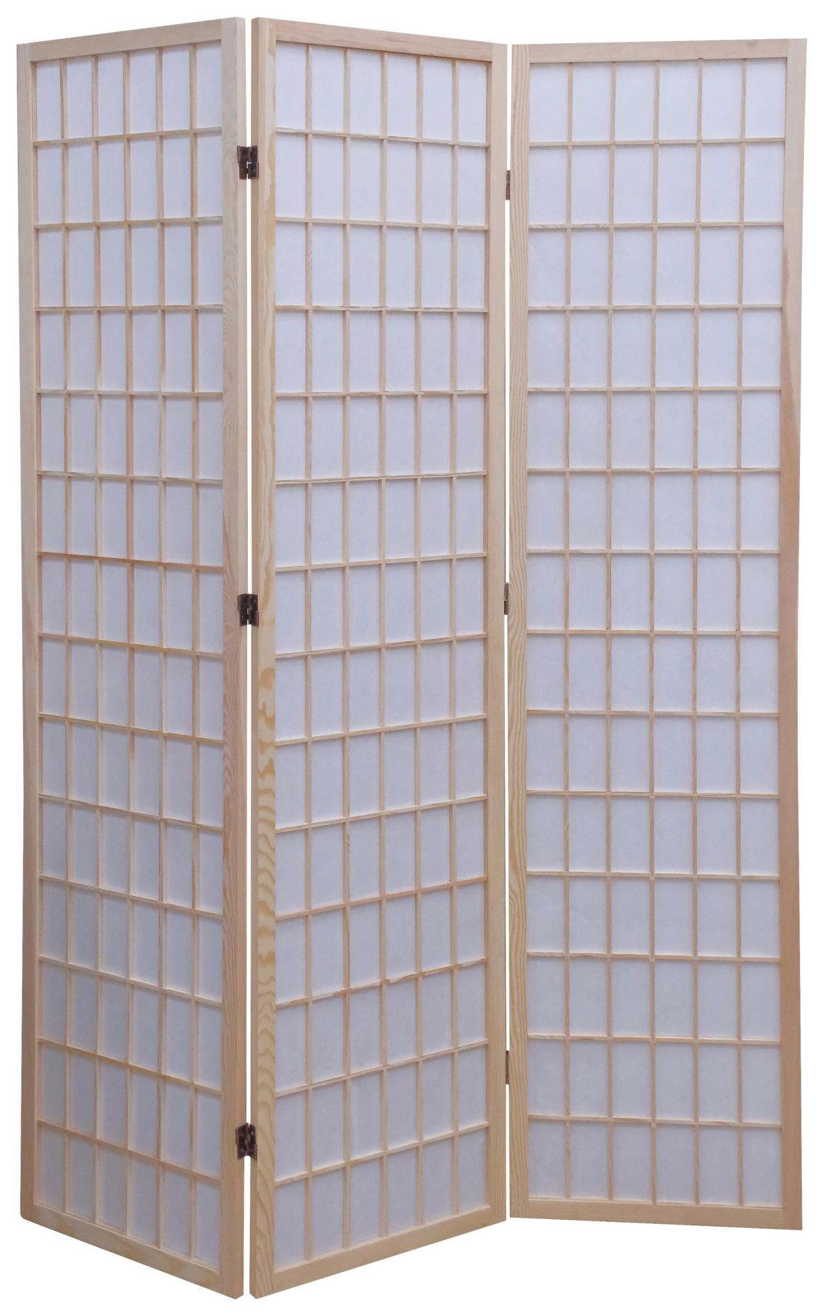 Paravent Naomi 3 - Naturfarben/Weiß, MODERN, Holz/Textil (130/179/2cm)