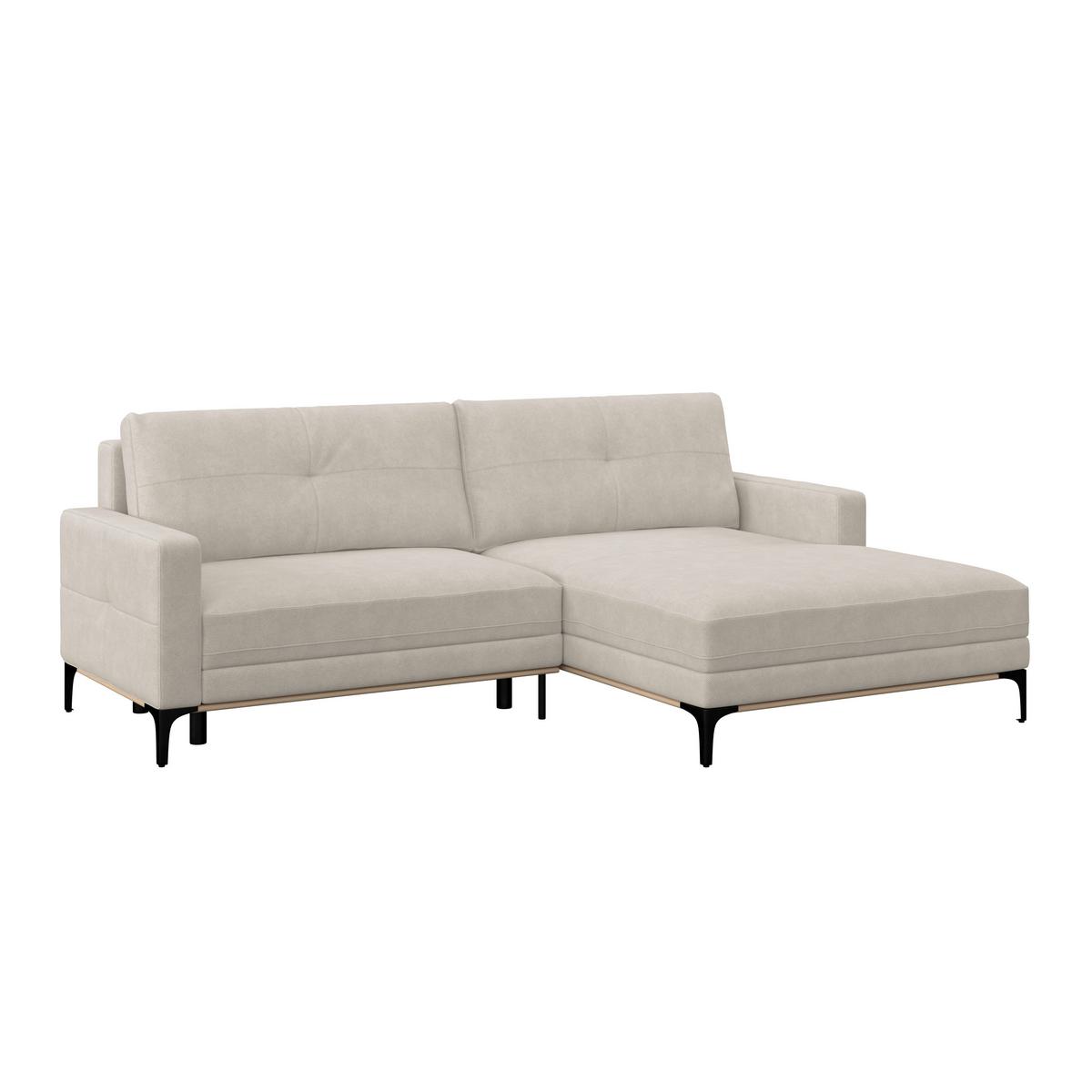 Rohová sedačka BERGAMO, pravá, krémová - černá/krémová, Moderní, kov/textil (238/162cm) - Ondega