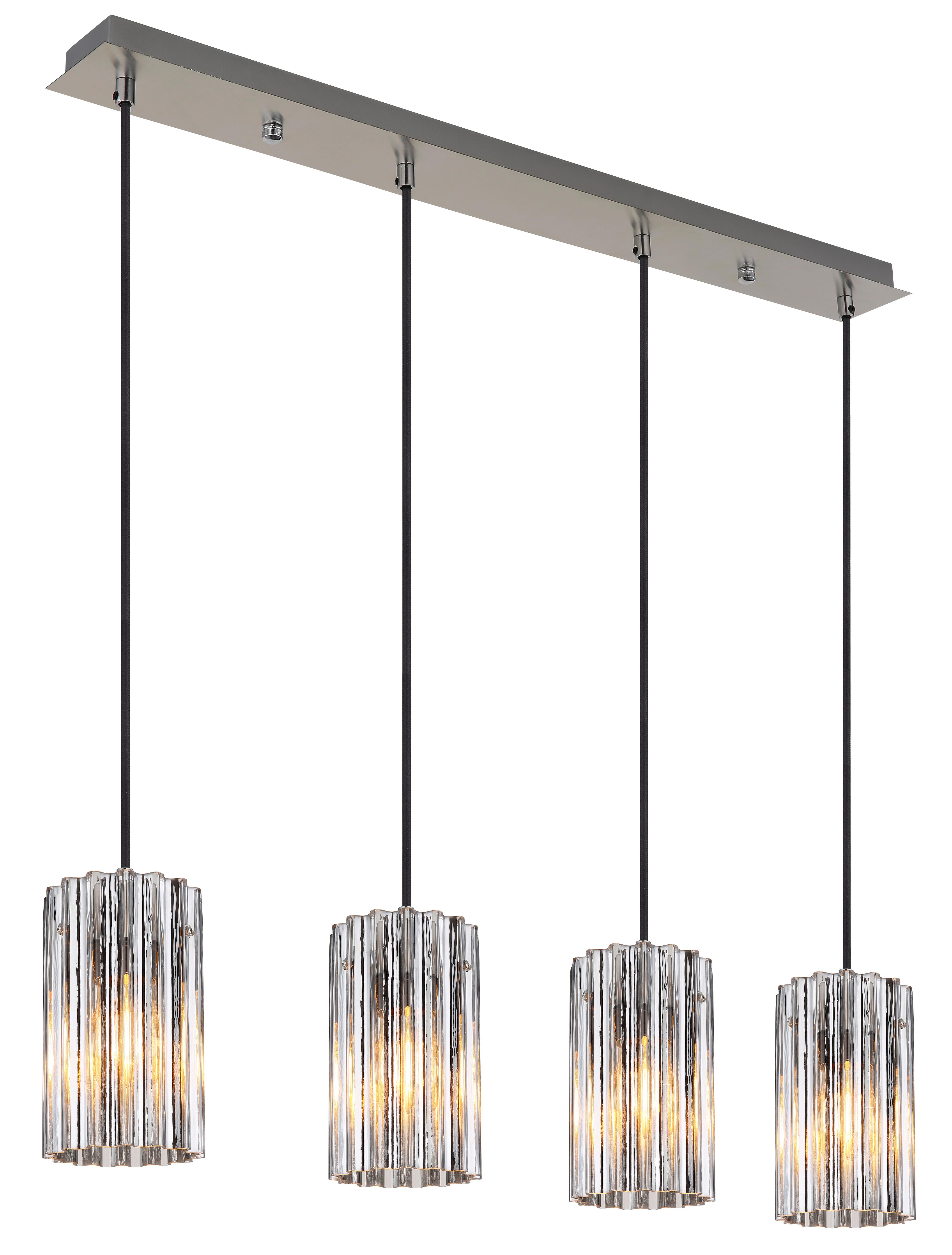 Hängeleuchte 15747-4h - Klar/Schwarz, Design, Glas/Kunststoff (80/11,5/120cm) - Globo