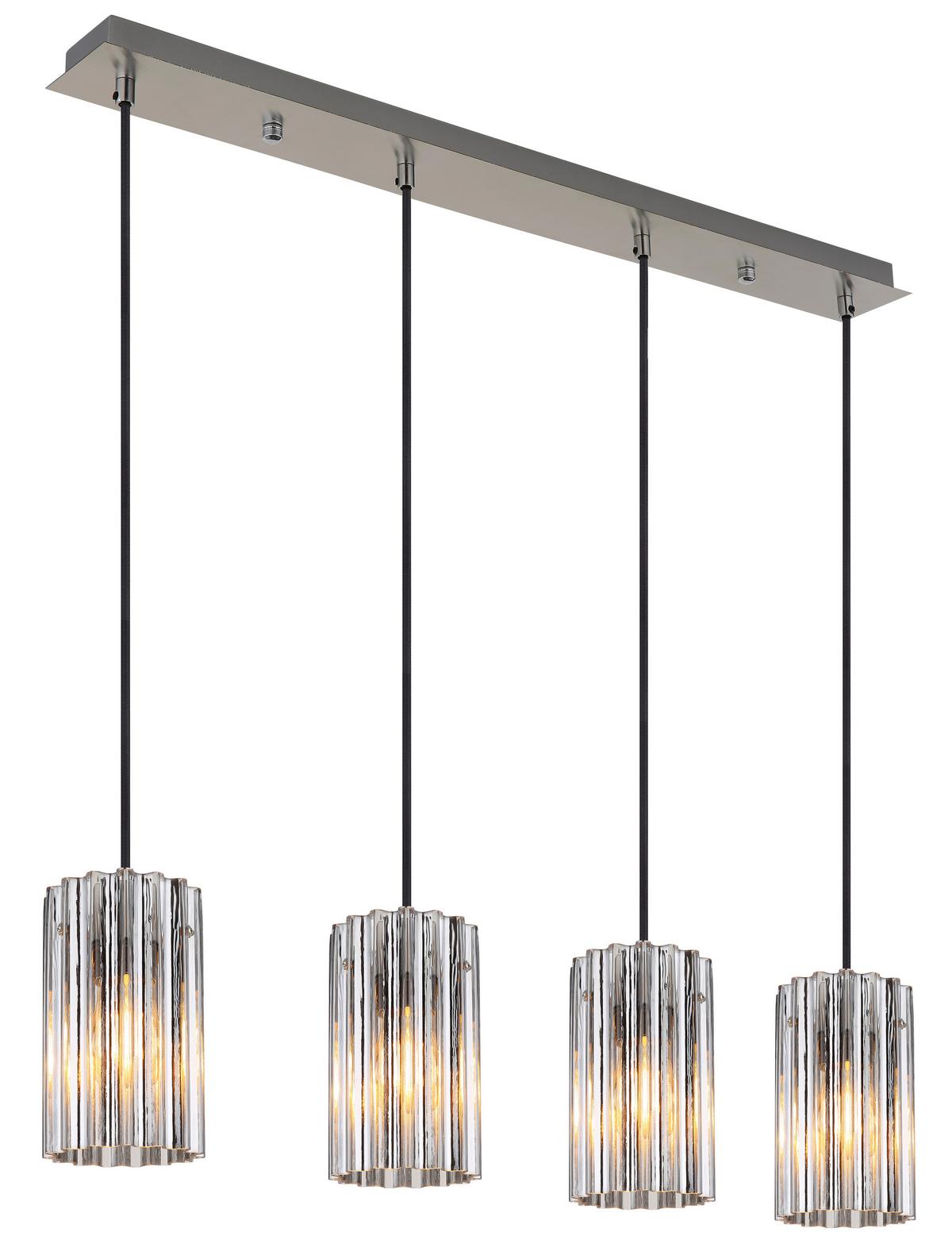 Hängeleuchte 15747-4h - Klar/Schwarz, Design, Glas/Kunststoff (80/11,5/120cm) - Globo