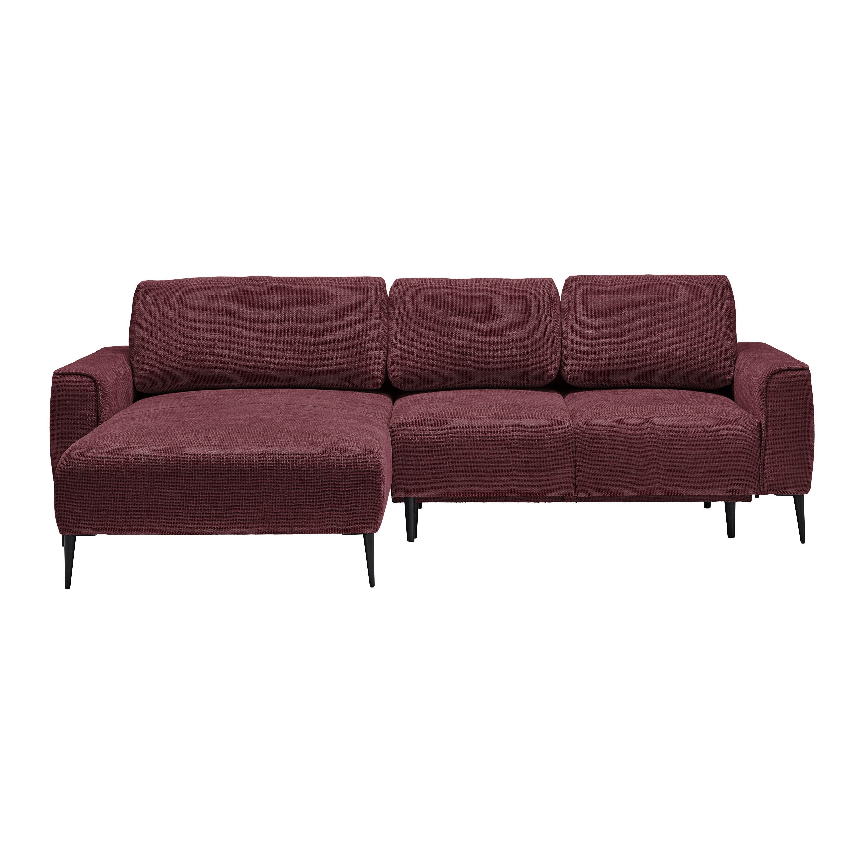 Rohová sedačka CUSTOM, ľavá, bordová ženilka - čierna/bordová, Modern, kov/textil (164/255cm) - Mömax