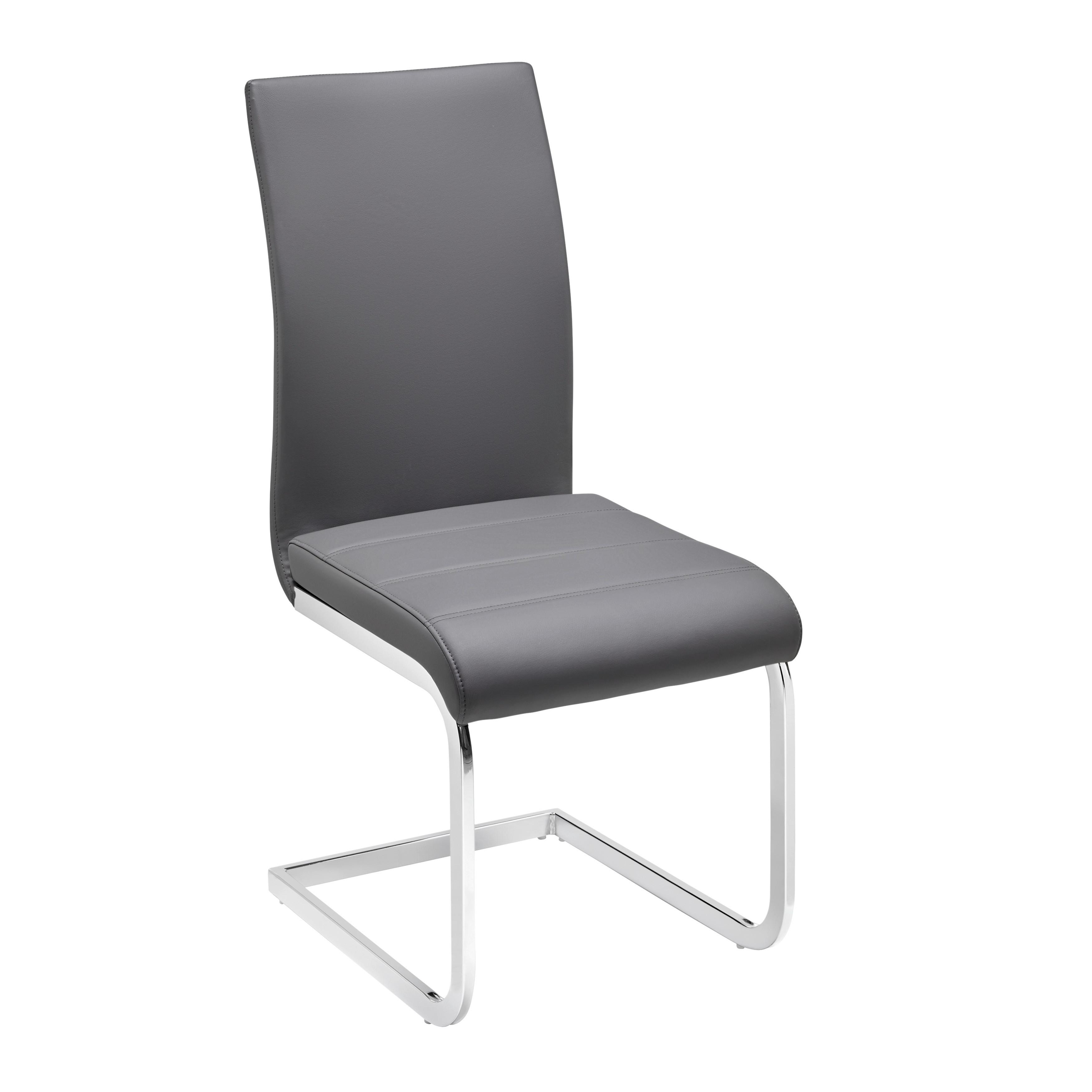 Židle Z Koženky Tanja - šedá/barvy chromu, Moderní, kov/dřevo (42/97/55cm) - P & B