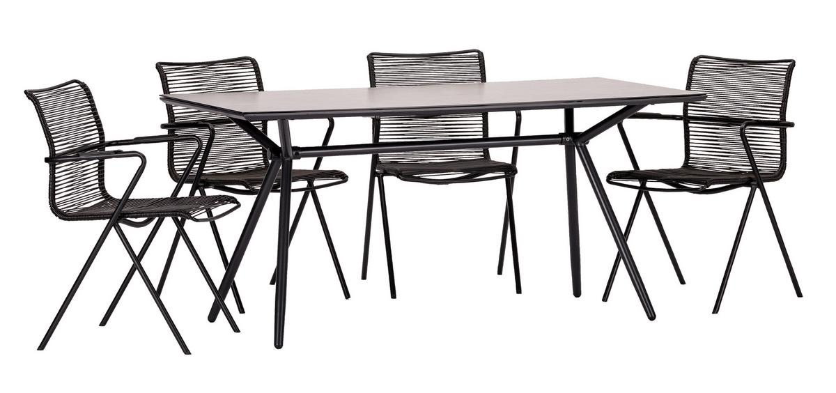 Gartengarnitur 5-Tlg. Alpha Rope Metall/Kunststoff/Glas - Taupe/Anthrazit, Basics, Glas/Kunststoff (80/75/160cm) - Acamp