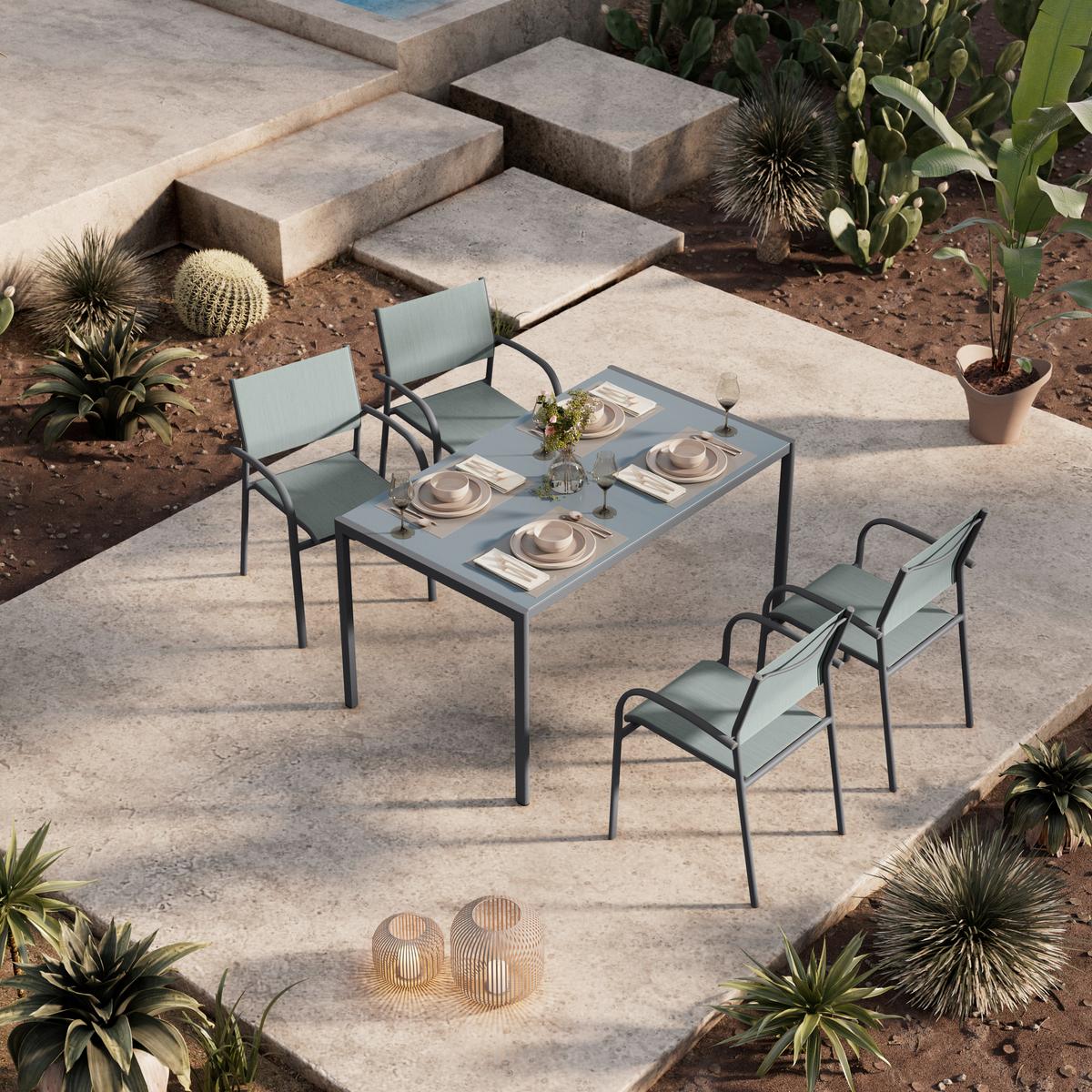 Gartensessel Paris - Anthrazit/Weiß, MODERN, Textil/Metall (57/85/57cm) - Beldano