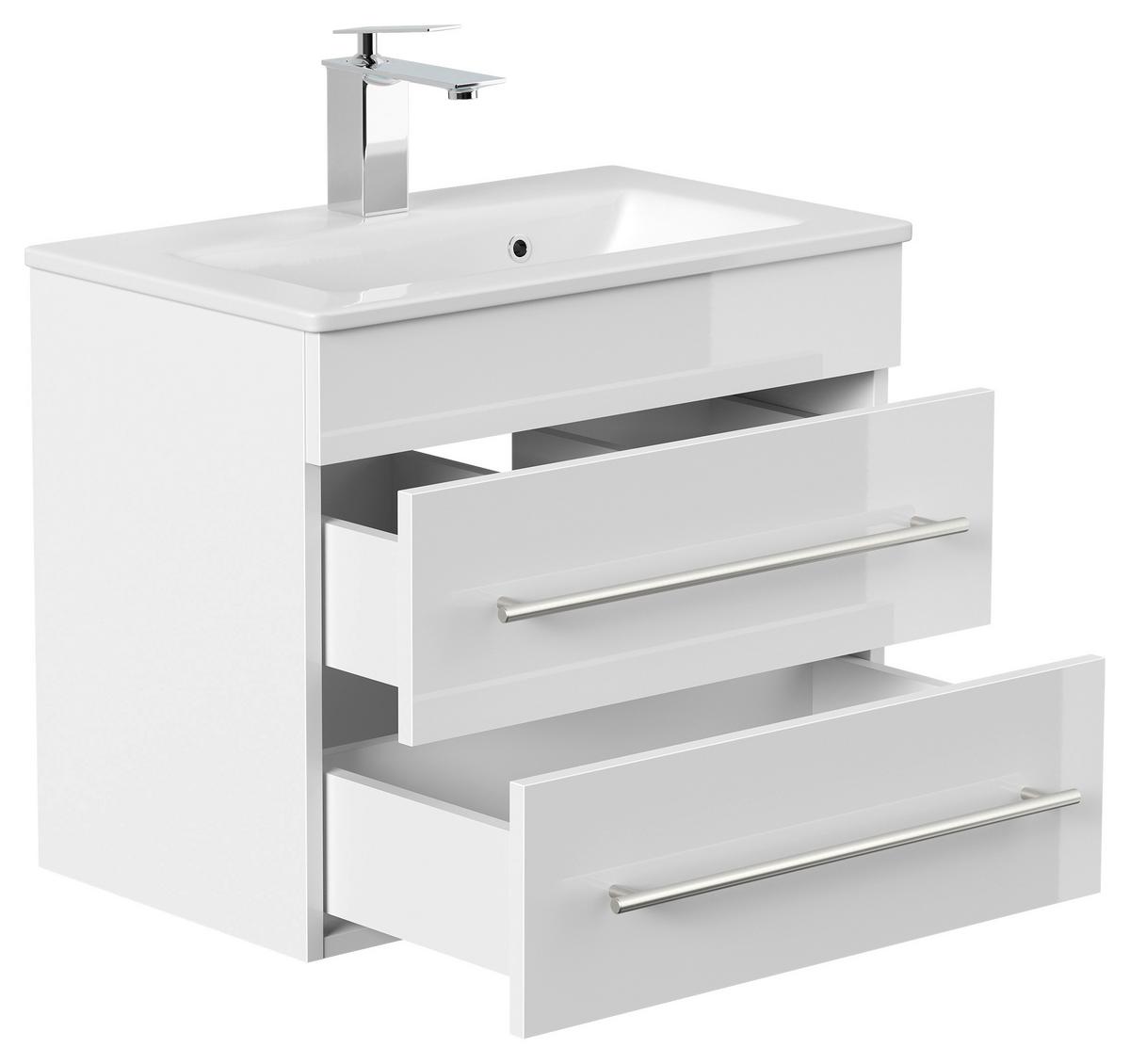 Badezimmer Portus Weiß Hochglanz B:60,6cm - Weiß Hochglanz/Weiß, MODERN, Holzwerkstoff (60,6cm) - MID.YOU