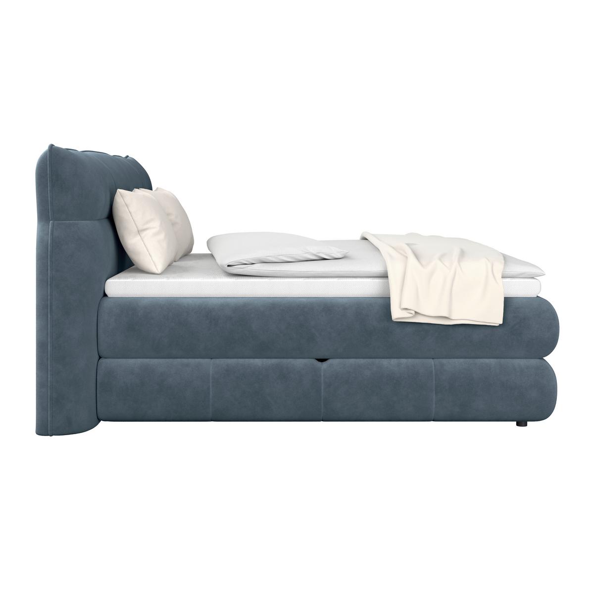 Boxspringbett Carmelo Blaugrün 160x200 cm H3 - Schwarz/Grün, Trend, Textil (160/200cm)