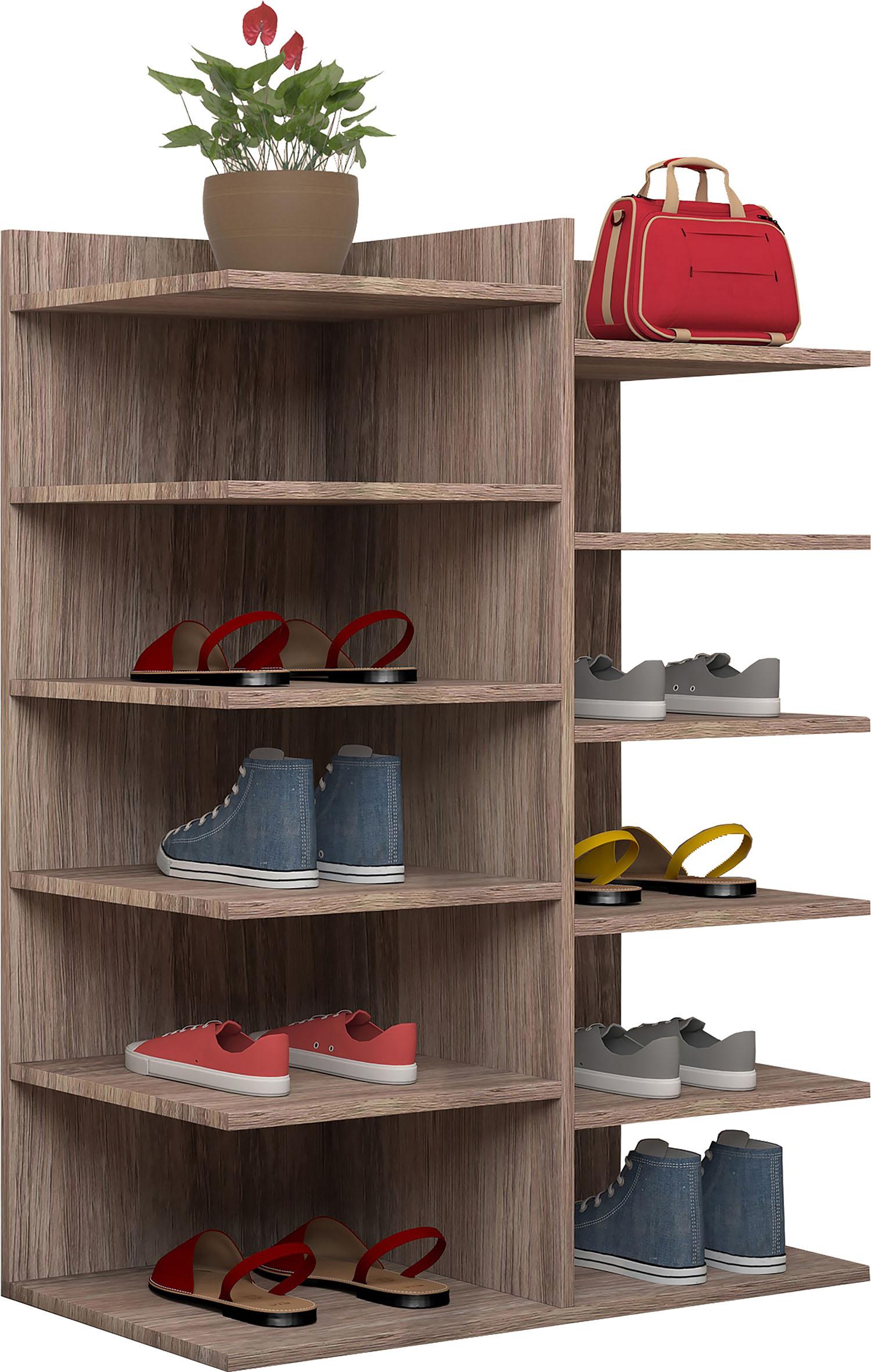 Schuhregale Enosa 12 Schuhpaare Sonoma Eiche H:80cm - Sonoma Eiche, Basics, Holzwerkstoff (60/80/30cm) - MID.YOU