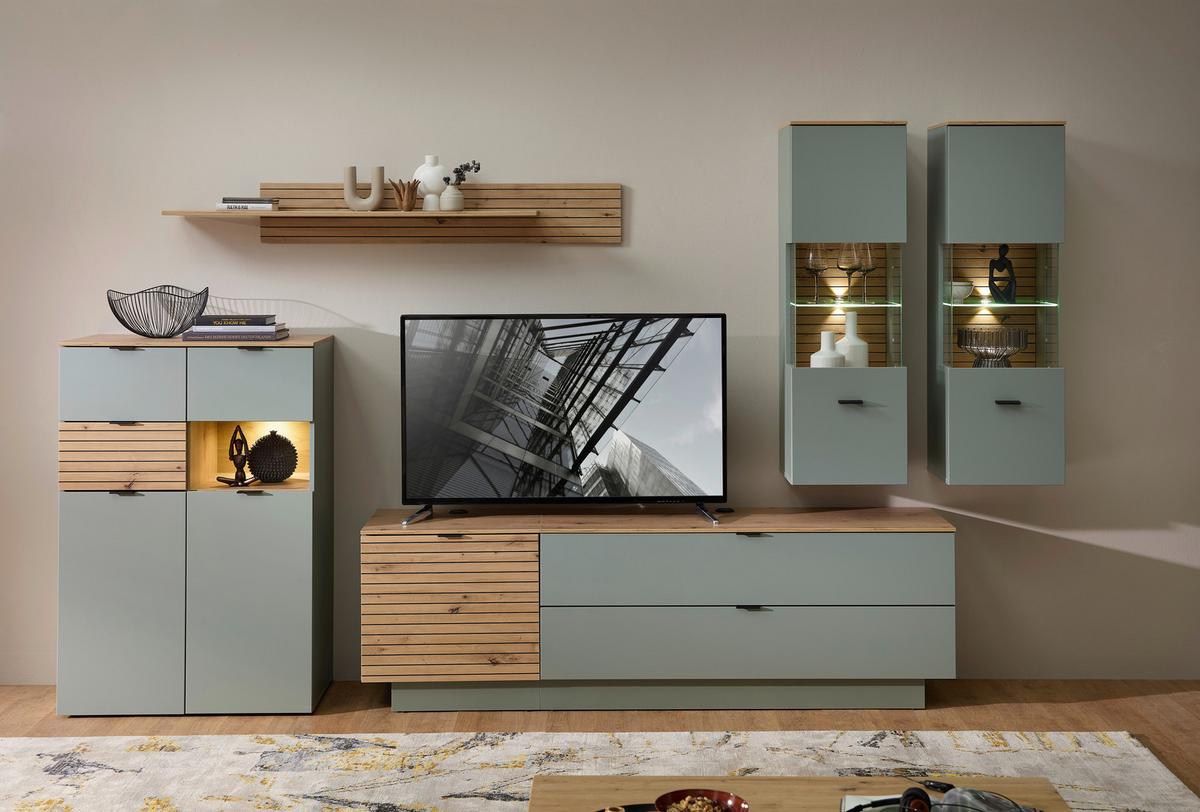 VYSOKÁ KOMODA MEMPHIS - černá/zelená, Moderní, kov/kompozitní dřevo (125/125/45cm) - Premium Living