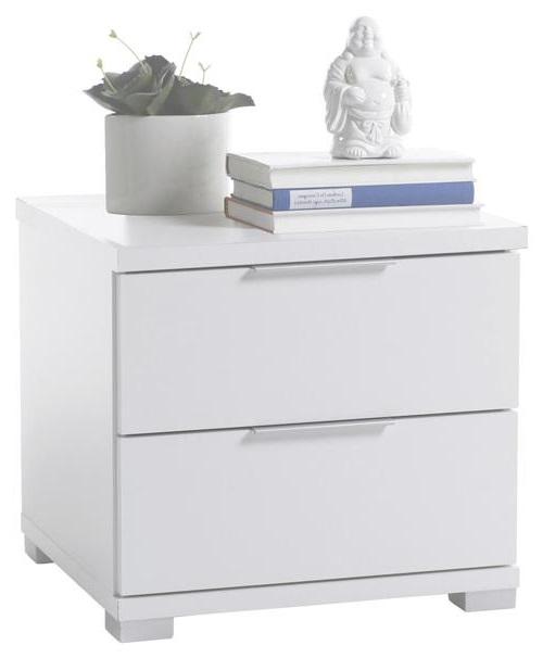 Noční Stolek Dekor Bílá - bílá/barvy stříbra, Basics, kompozitní dřevo/plast (46/43/42cm)