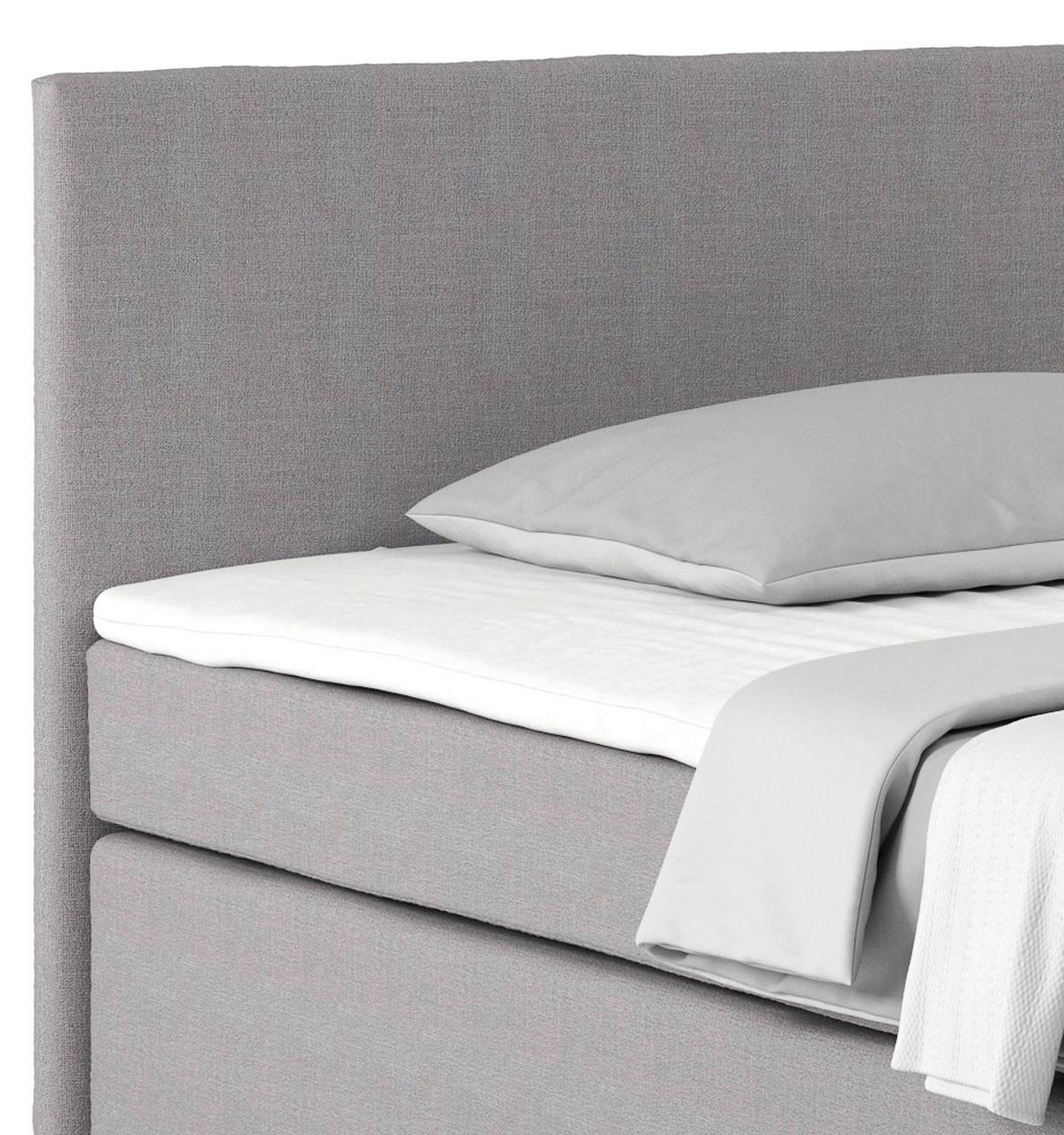 Postel Boxspring Nero, 140x200 cm, šedá - šedomodrá/šedobéžová, Konvenční, kov/textil (140/200cm)