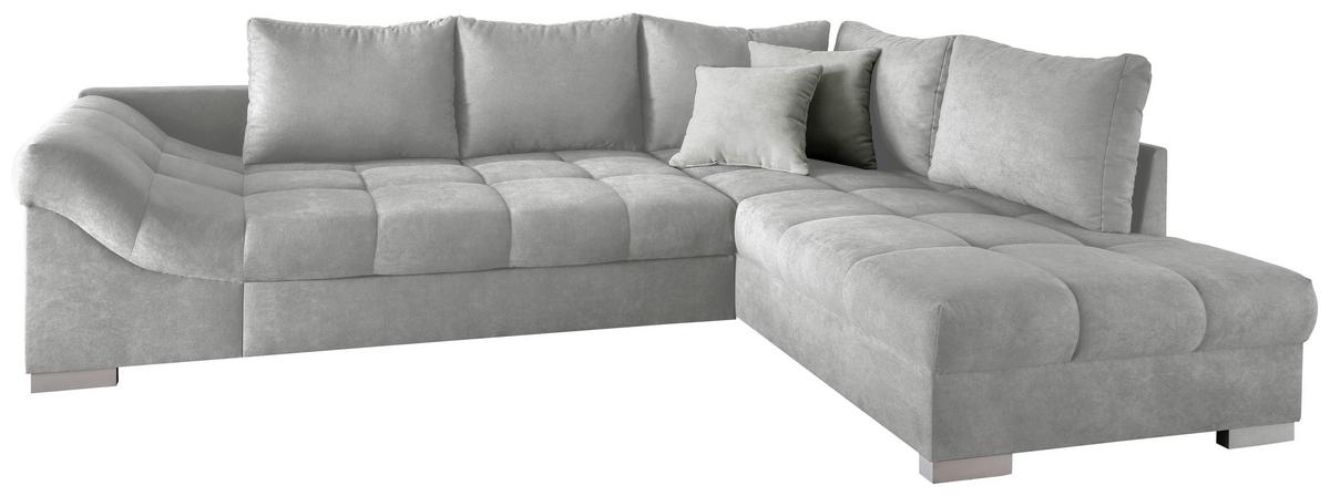 Eckschlafsofa Alvito Silberfarben S: 298/202 cm - Silberfarben, Design, Textil (298/202cm) - MID.YOU