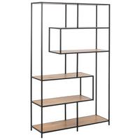 Regal Seaford B 114cm, Schwarz/Eiche Dekor - Eichefarben/Schwarz, MODERN, Holzwerkstoff/Metall (114/185/35cm) - MID.YOU
