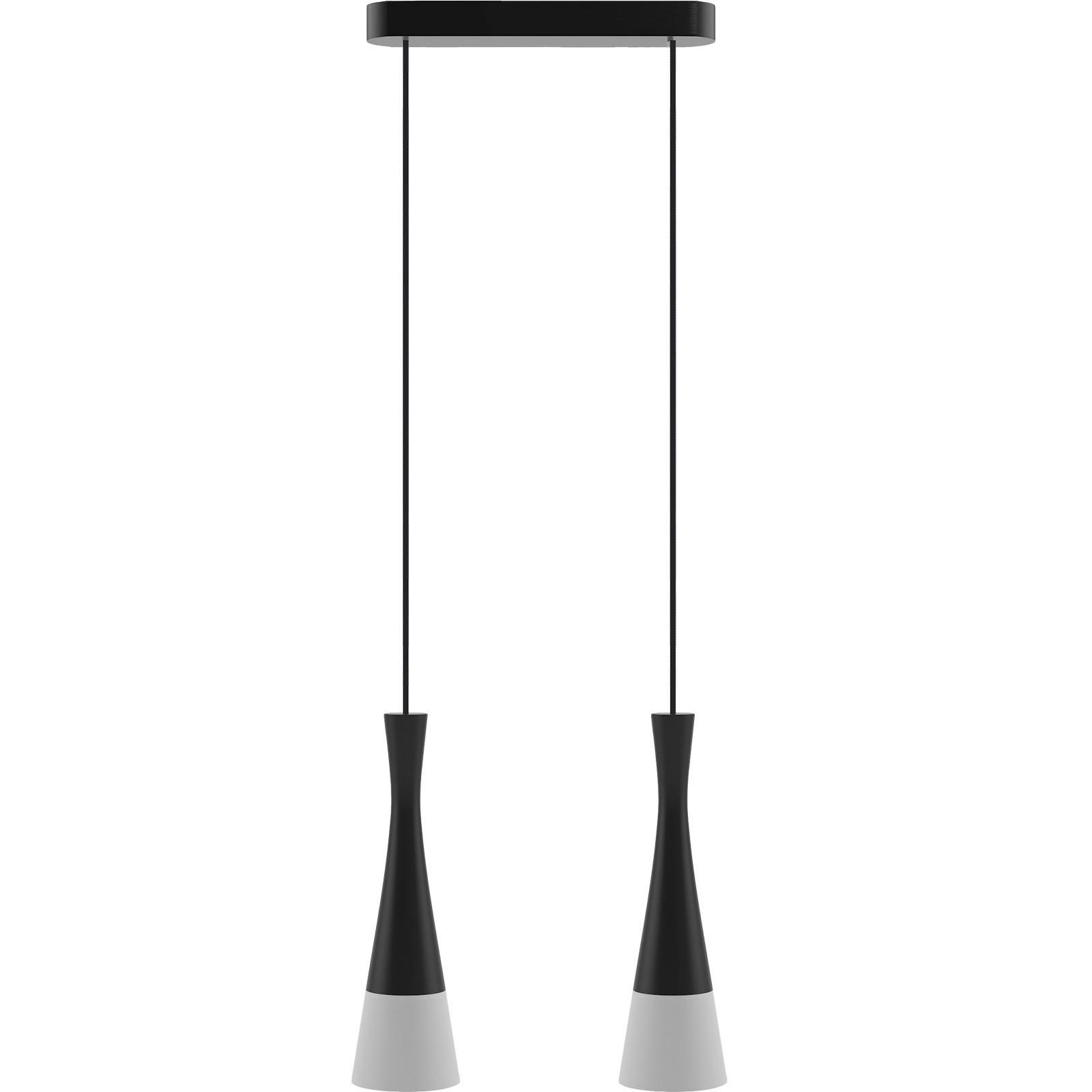 Hängeleuchte 8511239 Vegas2, 2-Fl, Schwarz - Schwarz/Weiß, Design, Holz/Textil (37/150cm)