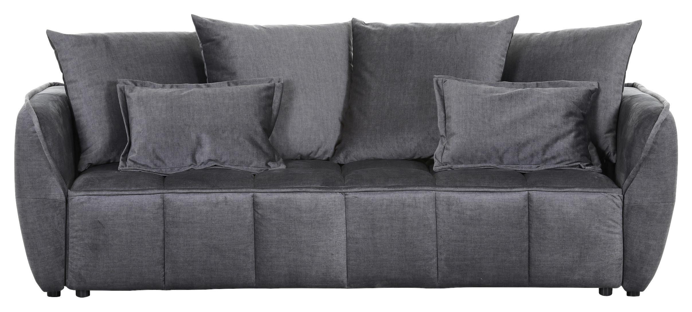 2-Sitzer-Sofa Mit Schlaffunktion Meyford B:250cm - Dunkelgrau/Schwarz, KONVENTIONELL, Textil (250/70/118cm) - MID.YOU