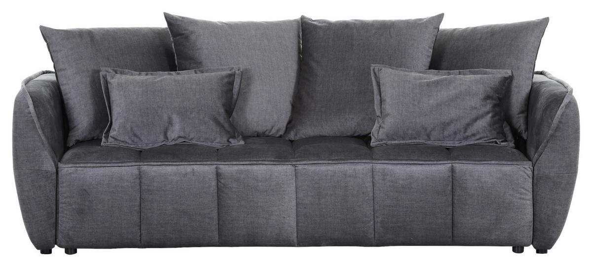 2-Sitzer-Sofa Mit Schlaffunktion Meyford B:250cm - Dunkelgrau/Schwarz, KONVENTIONELL, Textil (250/70/118cm) - MID.YOU