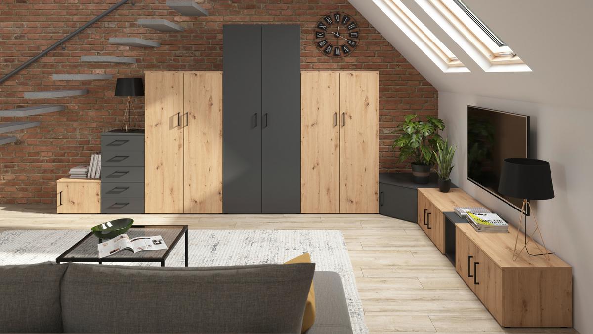 Szekrény Multistauraum - Artisan tölgy, Modern, faalapú anyag (80/195/40cm) - Carryhome