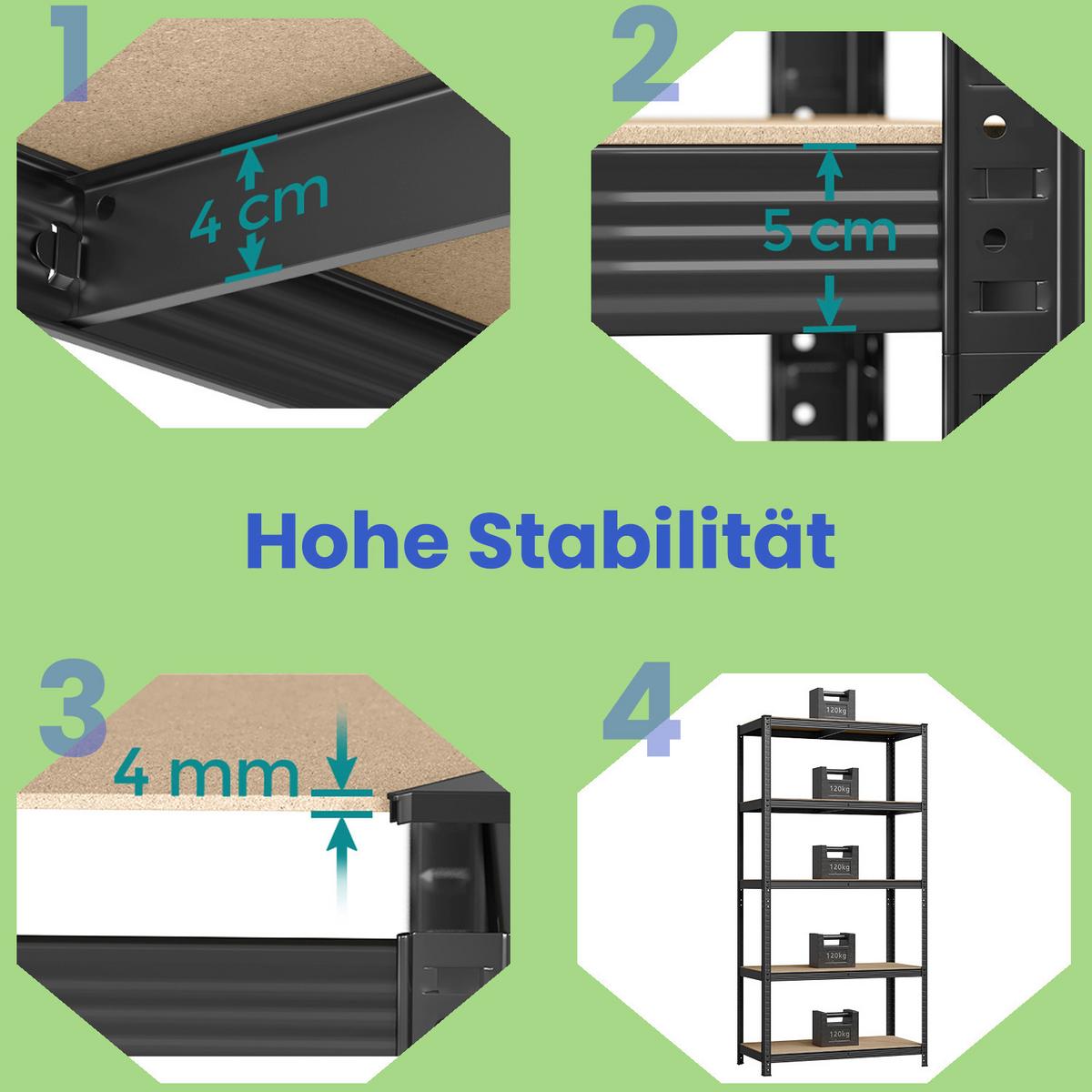 Schwerlastregal Schwarz, Hellbraun B: 120 Cm - Hellbraun/Schwarz, Basics, Holzwerkstoff/Metall (120/200/60cm)