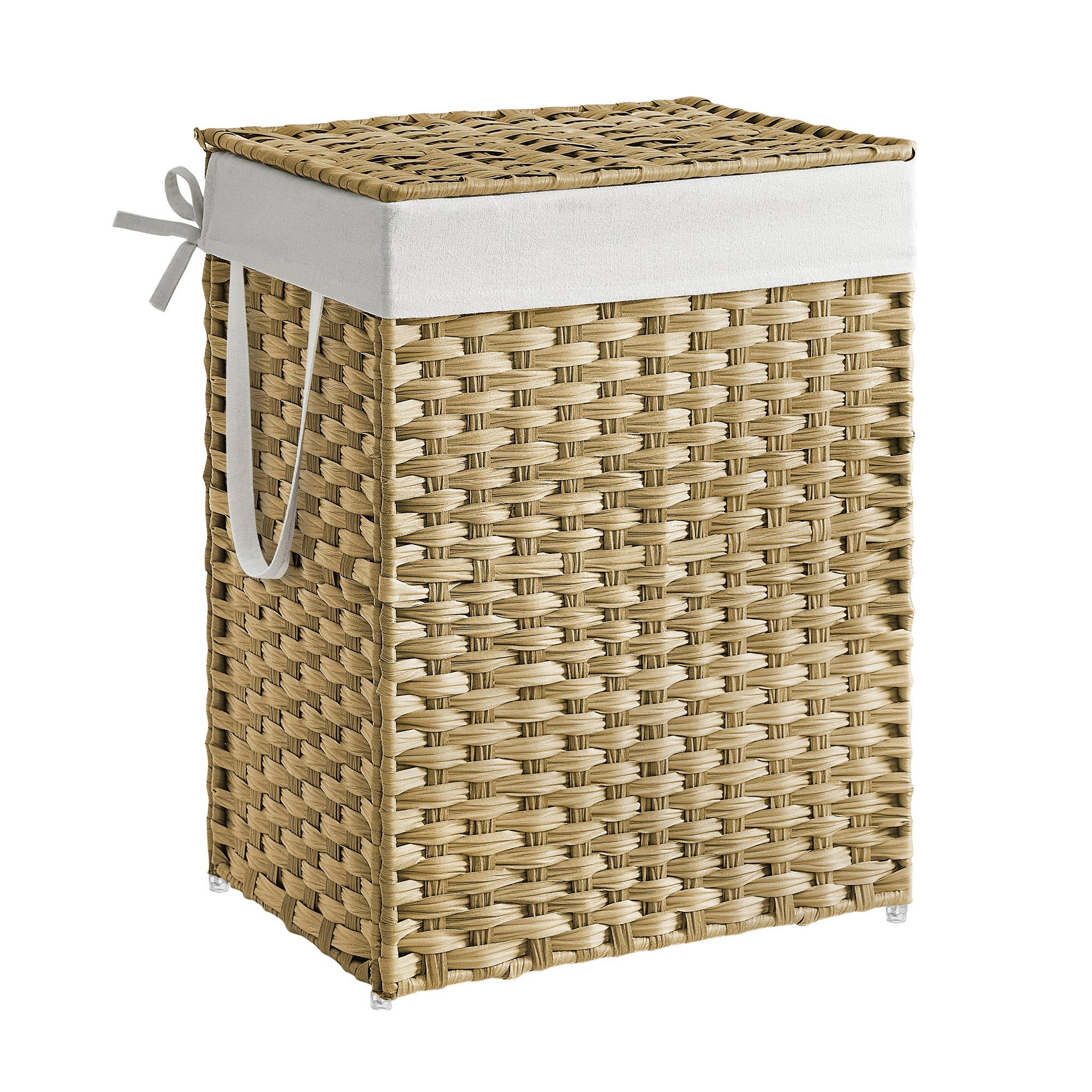 Wäschekorb Naturfarben B: 46 cm - Naturfarben, Basics, Kunststoff/Textil (46/61/33cm)