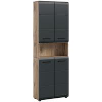 Hochschrank Ice Schwarz/Eiche Dekor B: 60cm - Eiche dunkel/Schwarz, Basics, Holzwerkstoff (60/185/30cm) - MID.YOU