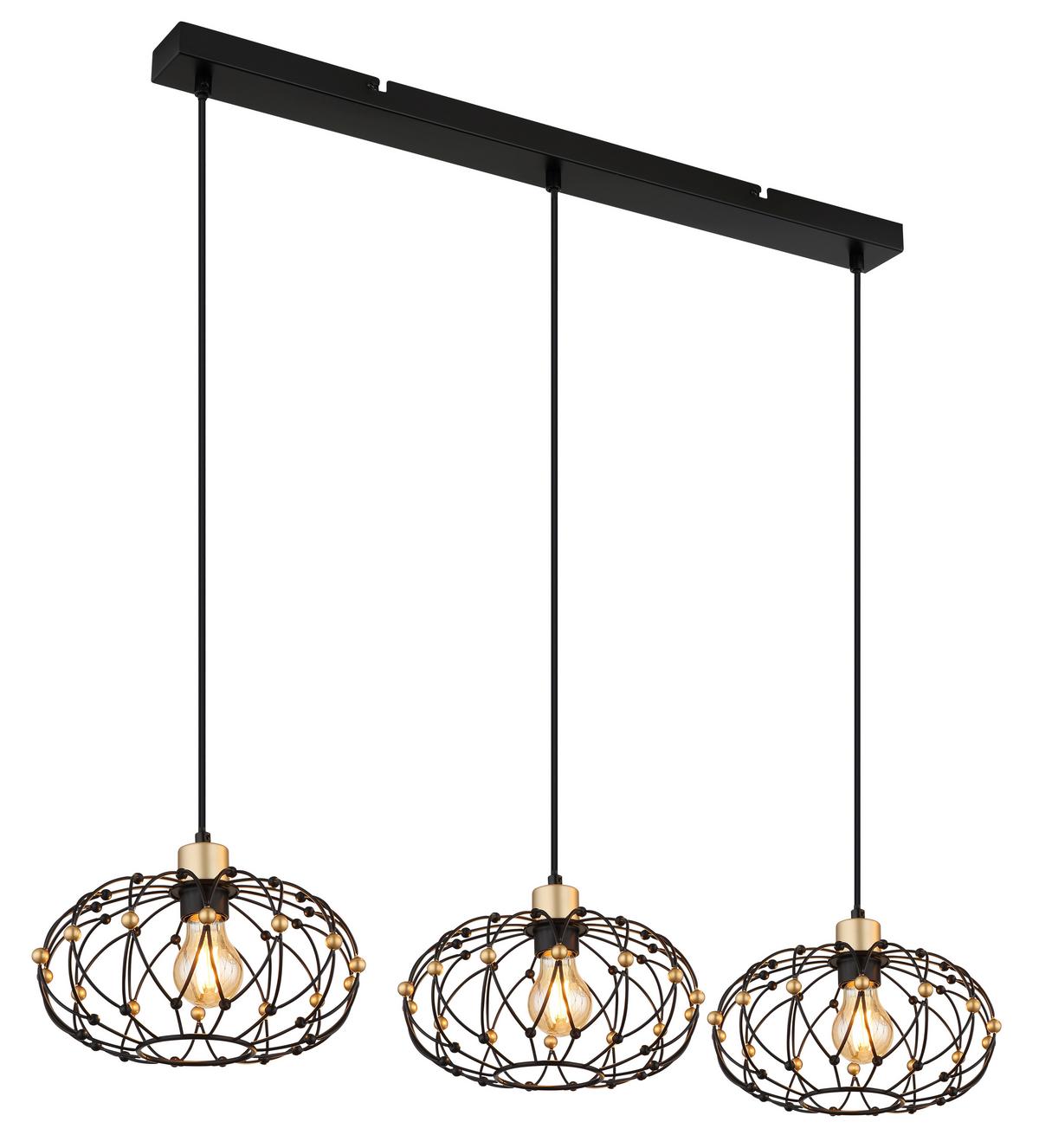 Hängeleuchte Greys Schwarz Goldfarben L: 95 cm - Goldfarben/Schwarz, Design, Kunststoff/Metall (95/28/150cm) - Globo