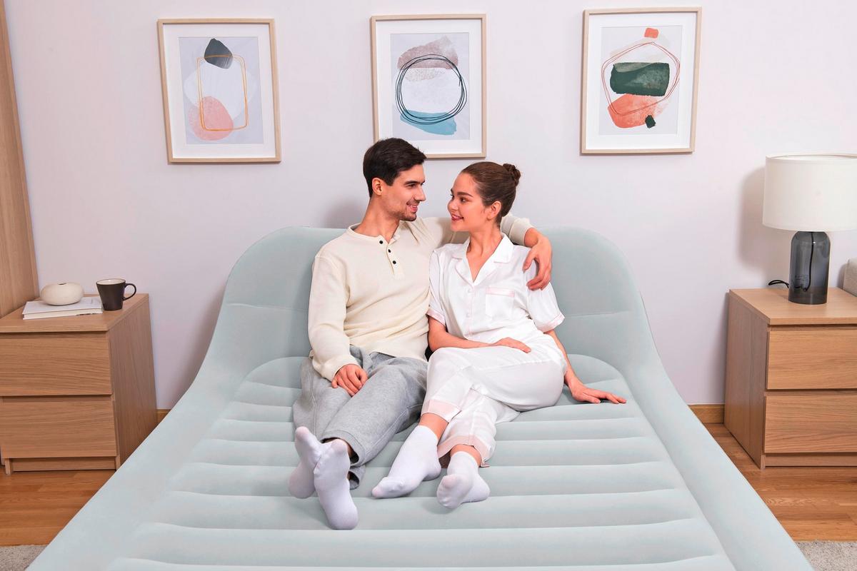 Luftbett Nadine 226x152x82 cm Bis 300kg, inkl. Pumpe - Dunkelblau/Grau, KONVENTIONELL, Kunststoff/Metall - Bestway