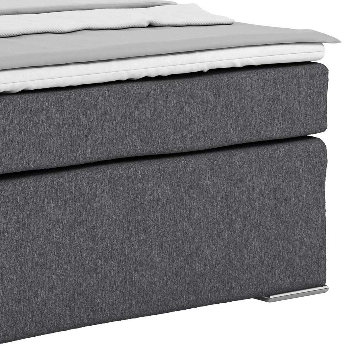 Postel Boxspring Nero 140x200 cm, tmavě šedá - šedá/barvy chromu, Konvenční, kov/textil (140/200cm)