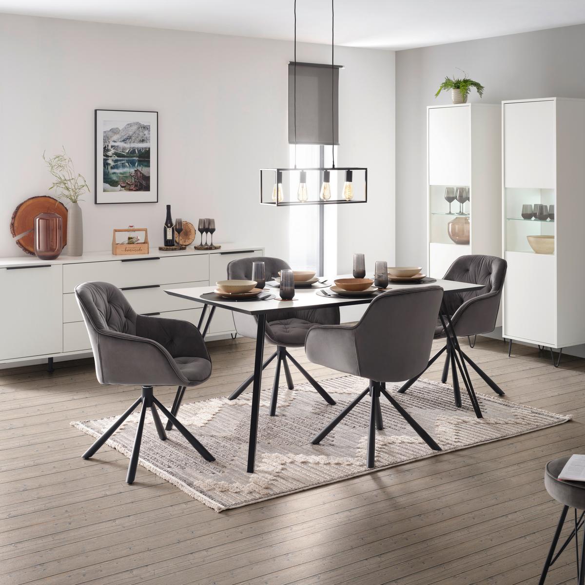 Vitrína BOUNTY - bílá/černá, Moderní, kov/kompozitní dřevo (51/197/45cm) - Mömax