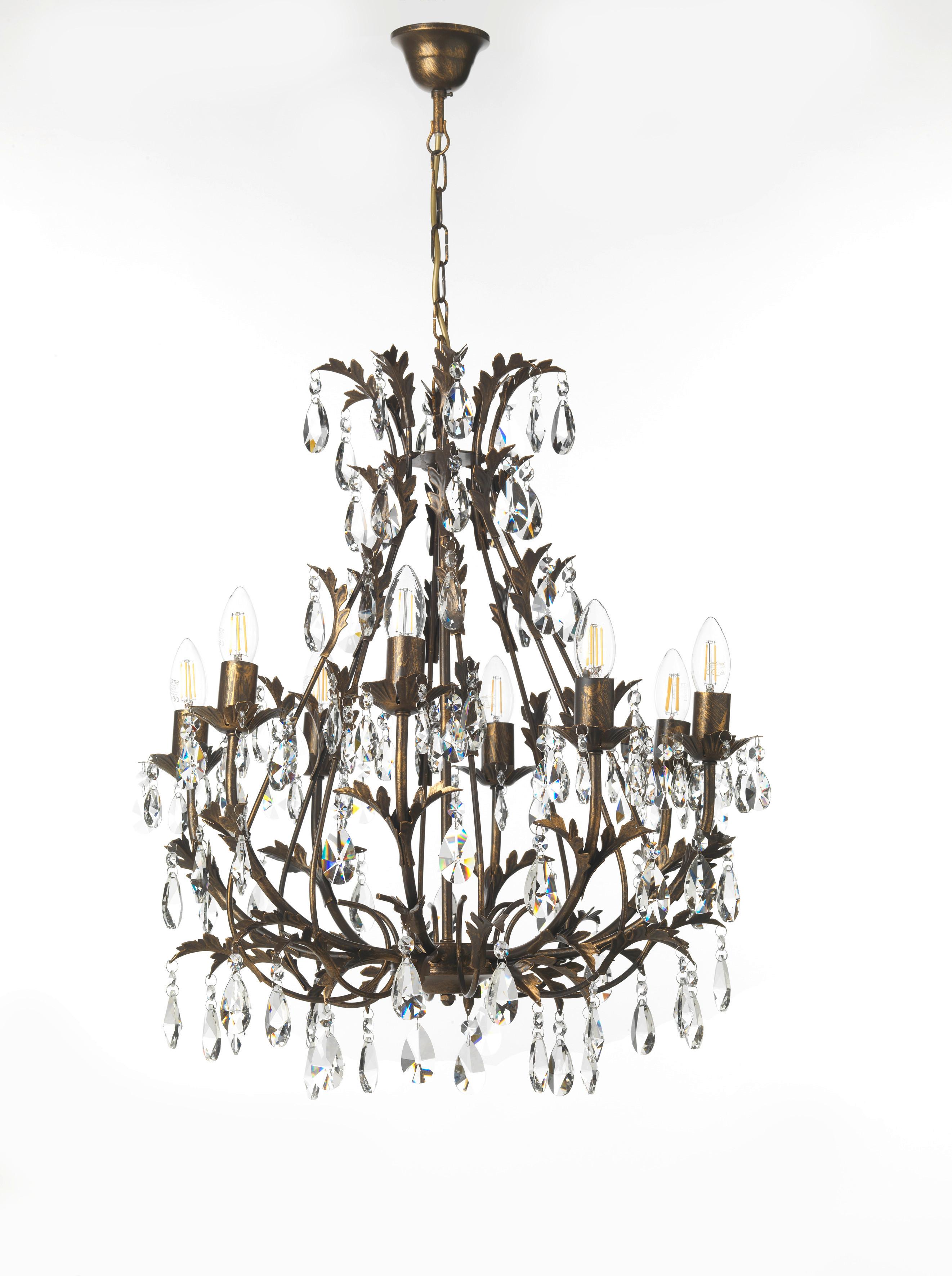 KRISTALL-HÄNGELEUCHTE 4706/8 - Bronzefarben, KONVENTIONELL, Glas/Metall (55/55/100cm)