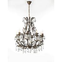 KRISTALL-HÄNGELEUCHTE 4706/8 - Bronzefarben, KONVENTIONELL, Glas/Metall (55/55/100cm)