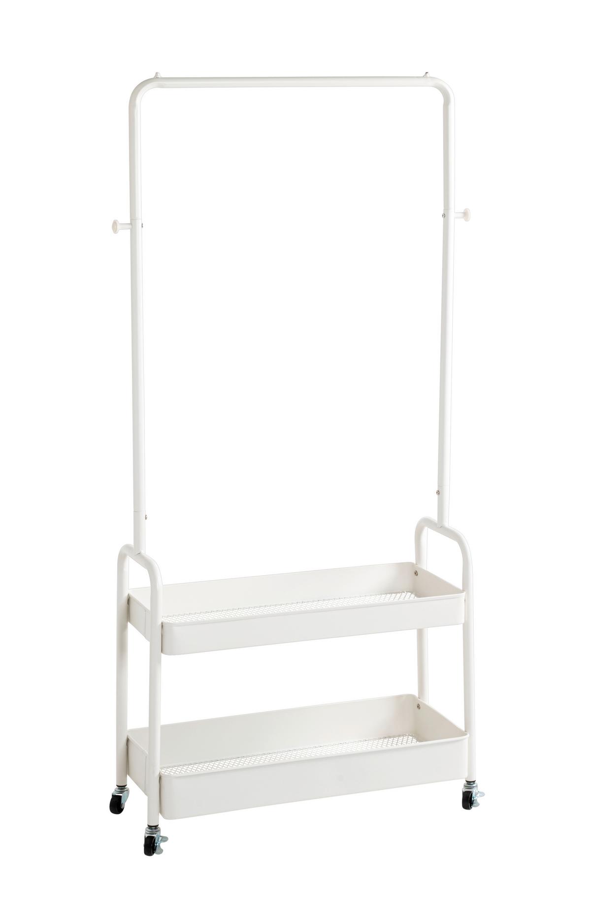 Pojízdní šatní stojan Steve bílý - bílá, Moderní, kov/plast (85/155/31cm) - Mömax