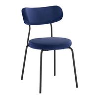 Sametová židle Lea modrá - modrá/černá, Moderní, kov/dřevo (51/82/63cm) - Bessagi Home