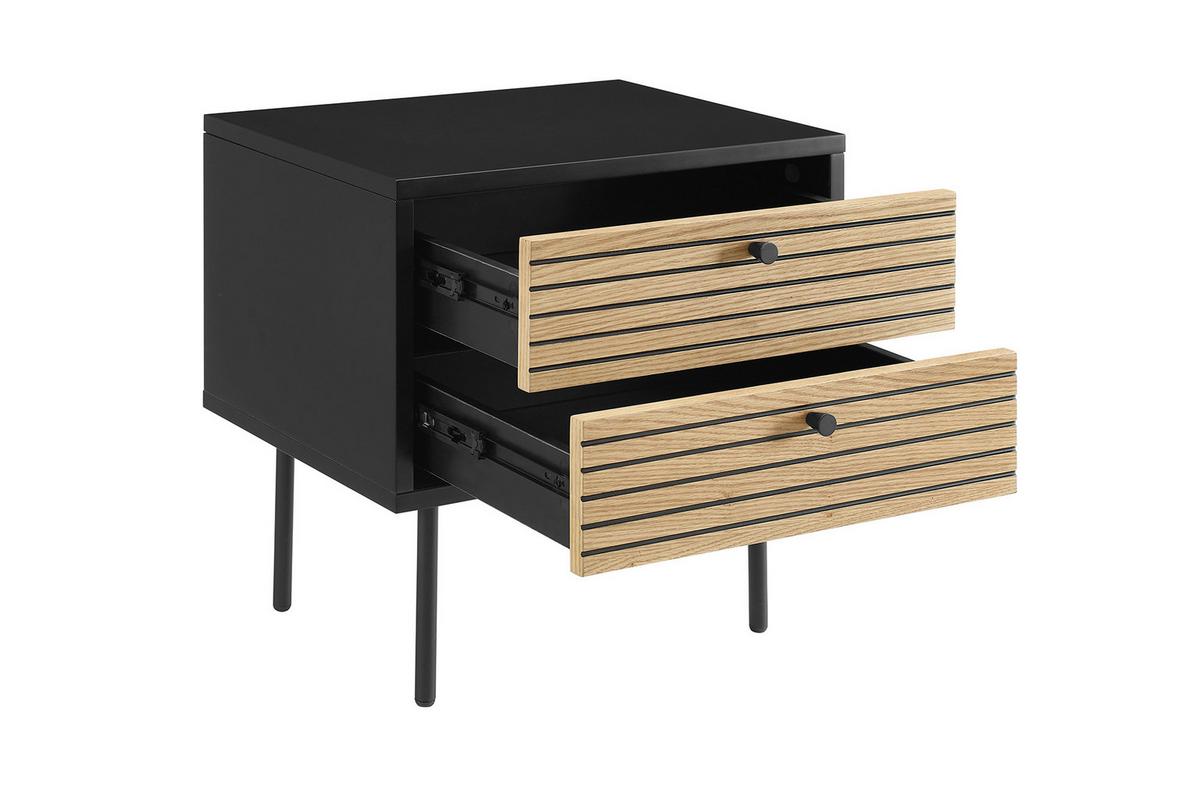 Nachttisch Schwarz/Eichefarben B: 50 cm - Eichefarben/Schwarz, Design, Holz/Holzwerkstoff (50/50/40cm) - Livetastic