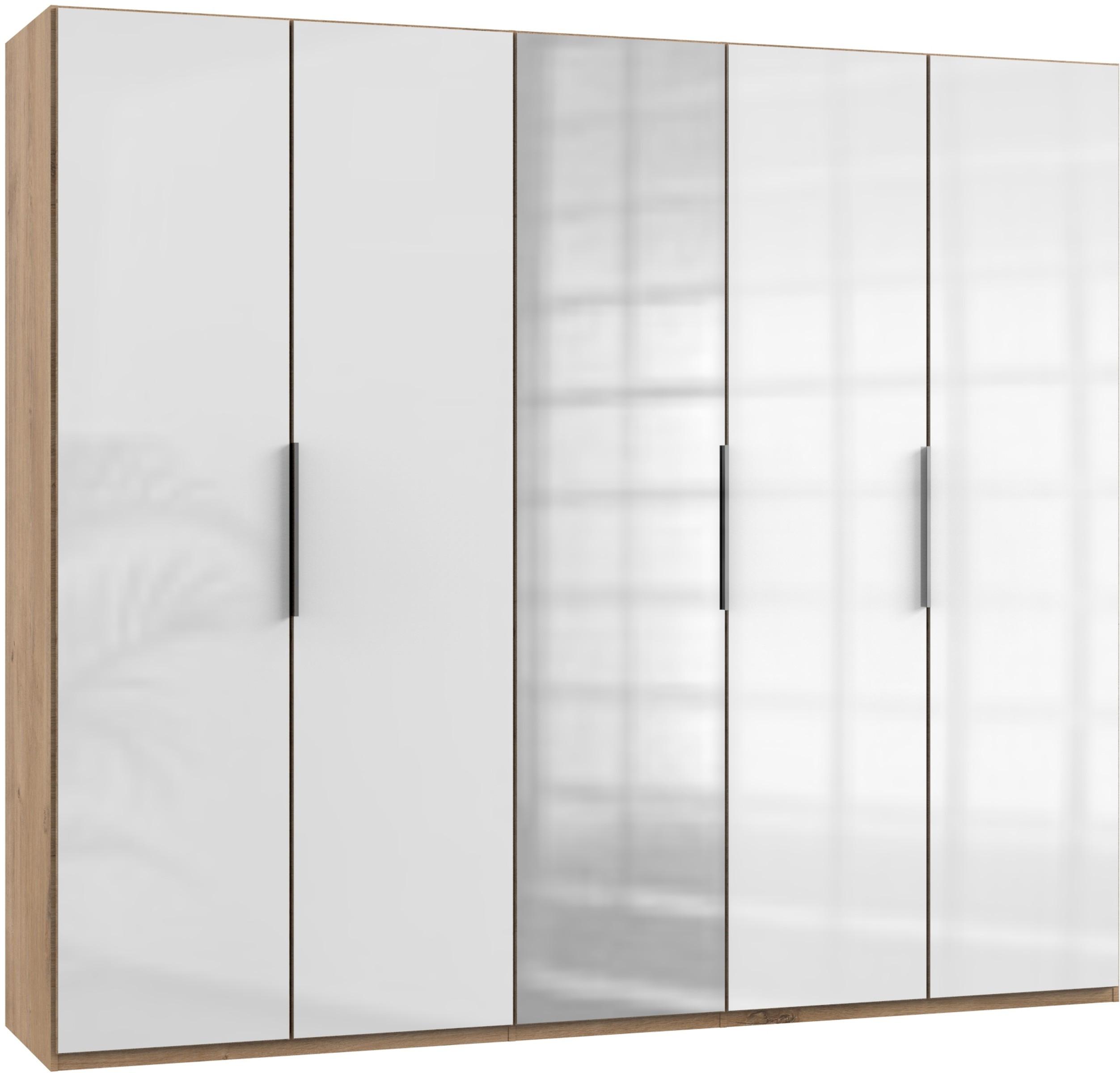 Drehtürenschrank 250cm Level, Weiß/eiche Dekor - Eichefarben/Weiß, MODERN, Glas/Holzwerkstoff (250/216/58cm) - MID.YOU