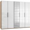 Drehtürenschrank 250cm Level, Weiß/eiche Dekor - Eichefarben/Weiß, MODERN, Glas/Holzwerkstoff (250/216/58cm) - MID.YOU