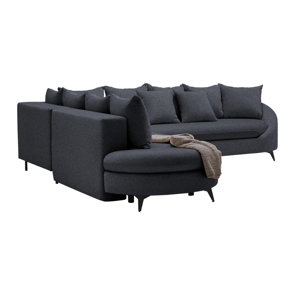 Rohová sedačka AXEL, ľavá, tmavosivá tkanina - čierna/tmavosivá, Modern, kov/textil (250/291cm) - Mömax