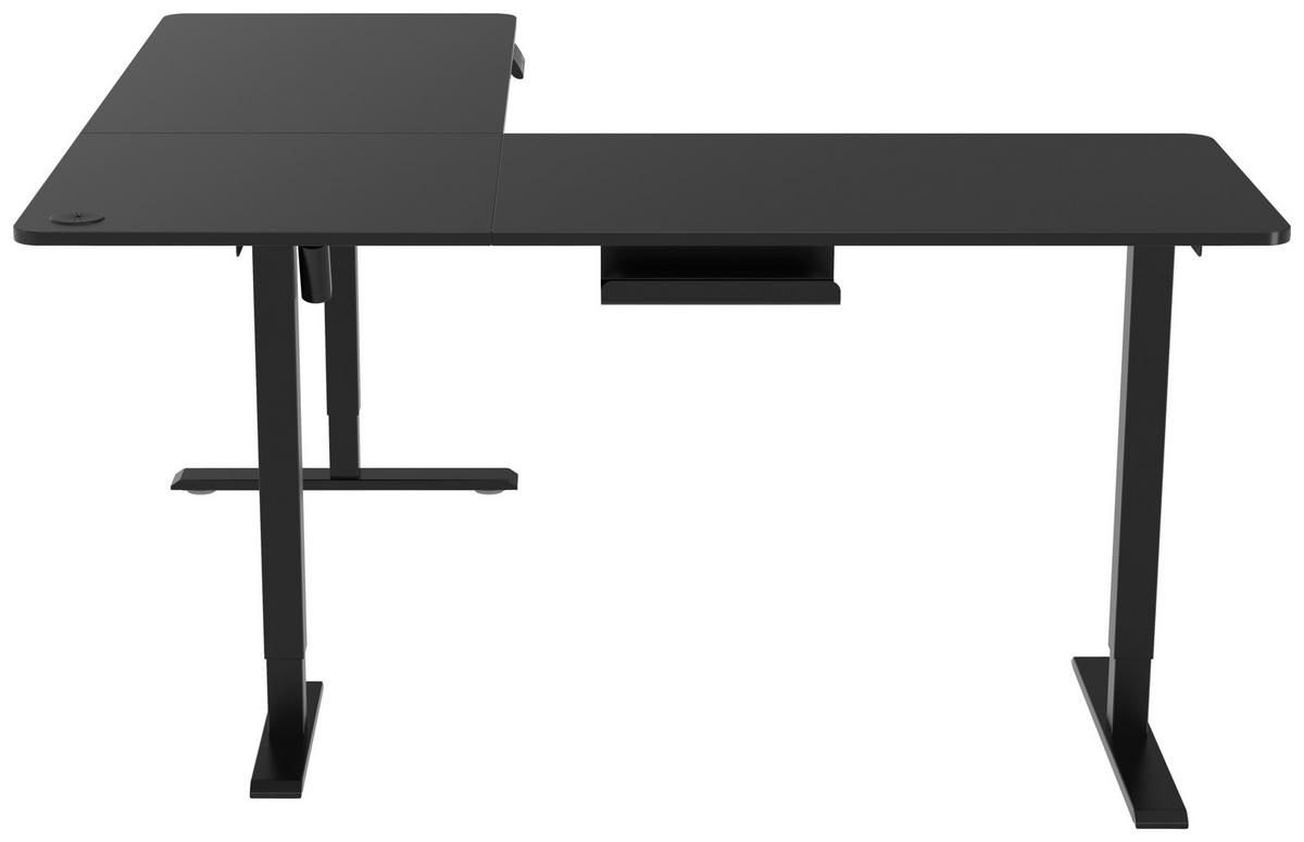 Eckschreibtisch Nimi Schwarz L: 160cm - Schwarz, MODERN, Holzwerkstoff/Kunststoff (160/160/72-117cm) - Livetastic