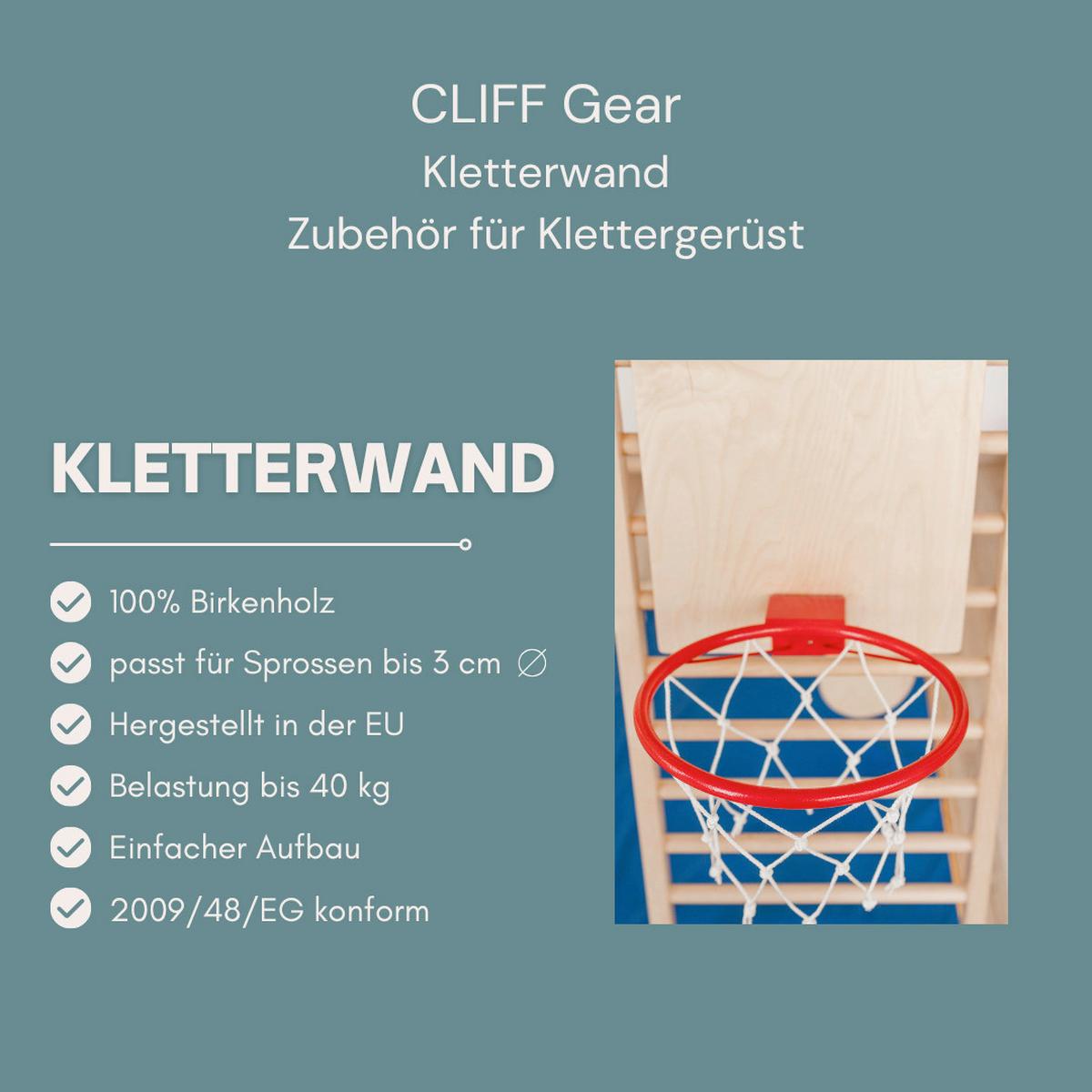 Basektballkorb mit Netz und Platte - Birkefarben, Basics, Holz (38/38cm) - CLIFF