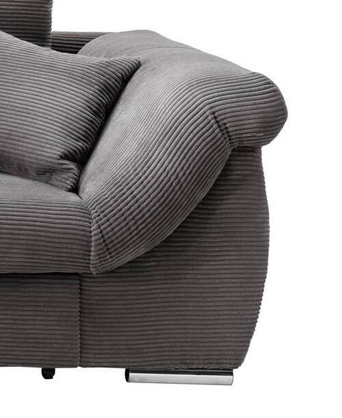 Ecksofa Federico Grau S: 188/302 cm - Chromfarben/Grau, MODERN, Holz/Textil (188/302cm) - MID.YOU