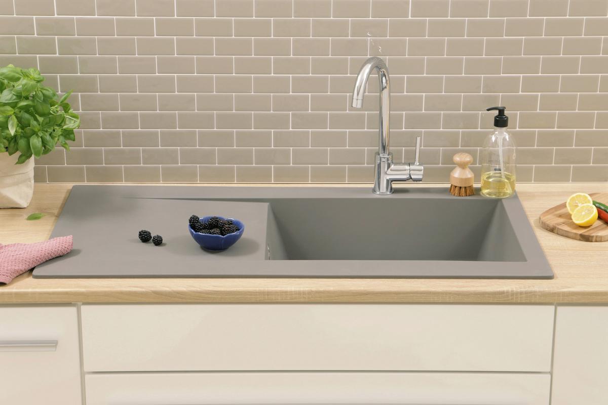 SPÜLE Betongrau B: 100cm - Grau, Trend, Glas/Kunststoff (100/19,8/50cm) - Respekta