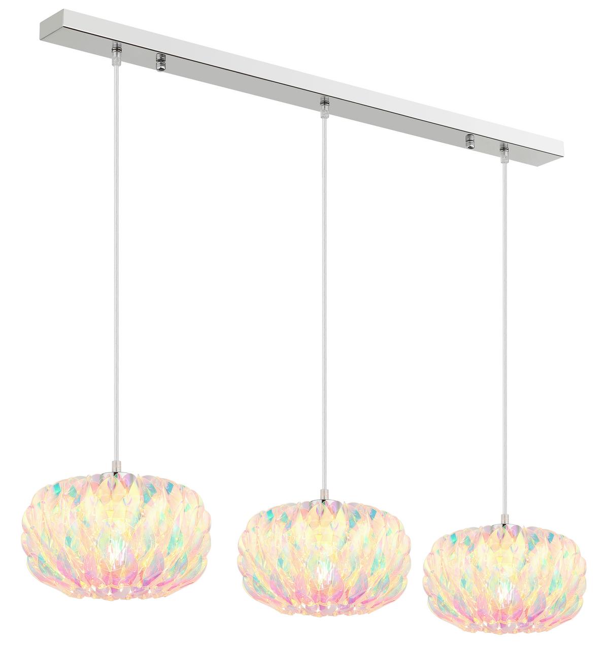 HÄNGELEUCHTE verchromt - Klar/Chromfarben, Design, Kunststoff/Metall (95/25/120cm) - Globo
