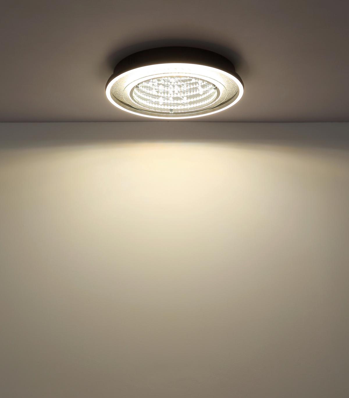 LED-Deckenleuchte Memory-Funktion - Klar/Silberfarben, Design, Glas/Kunststoff (40/6,8cm) - Globo