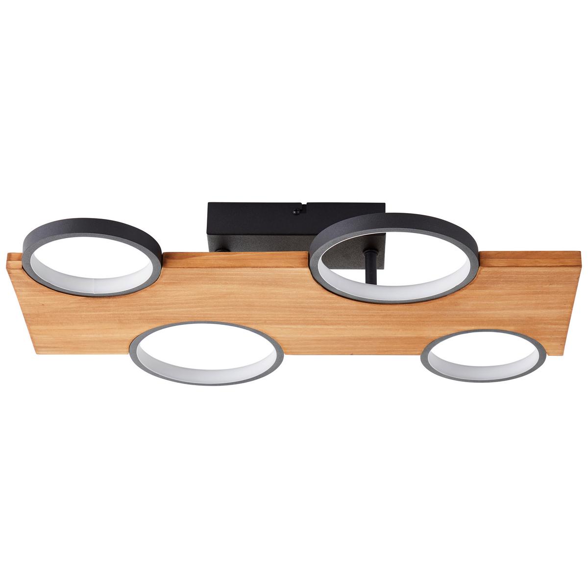 Led-deckenleuchte G99937/76 Cheesy - Hellbraun/Schwarz, Natur, Holz/Metall (10,2/55/34,6cm) - Brilliant